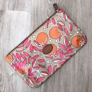 Fossil Key Per Pink Orange Zippered Pouch Bag
